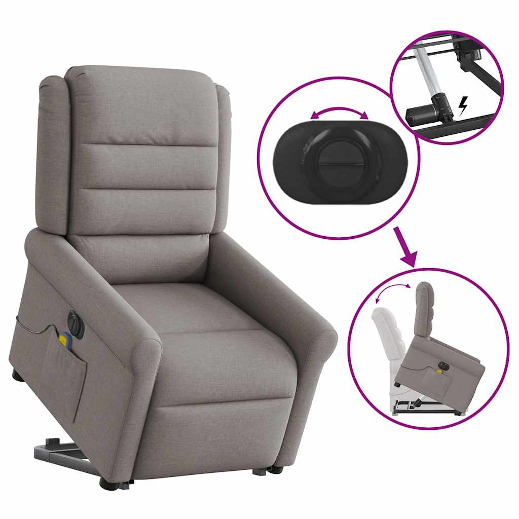 vidaXL Fauteuil de massage électrique releveur tissu taupe