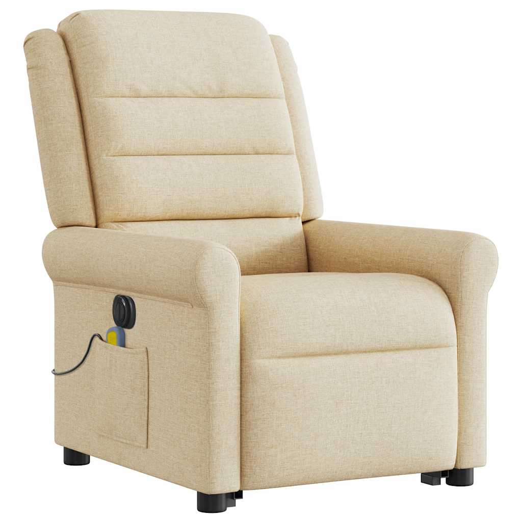 vidaXL Elektrischer Massagesessel mit Aufstehhilfe Creme Stoff