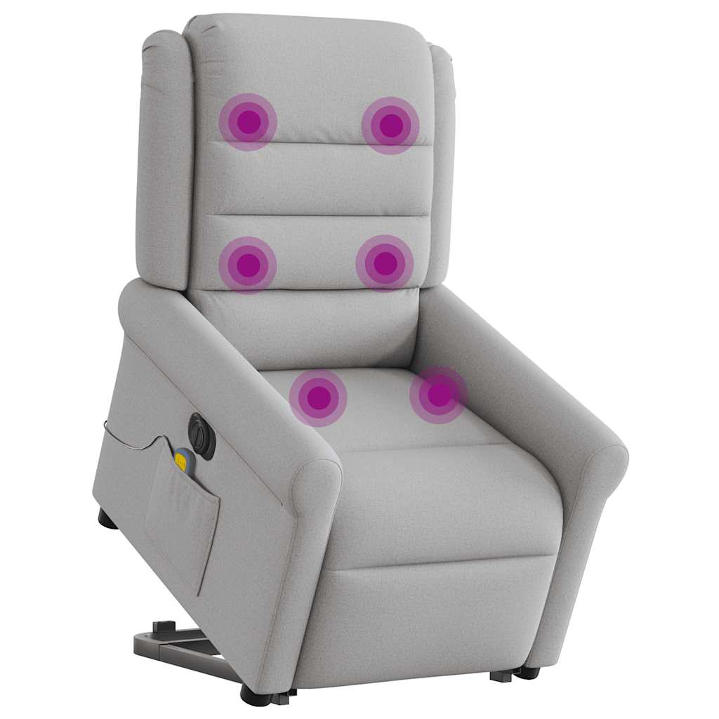vidaXL Massagesessel mit Aufstehhilfe Elektrisch Wolkengrau Stoff