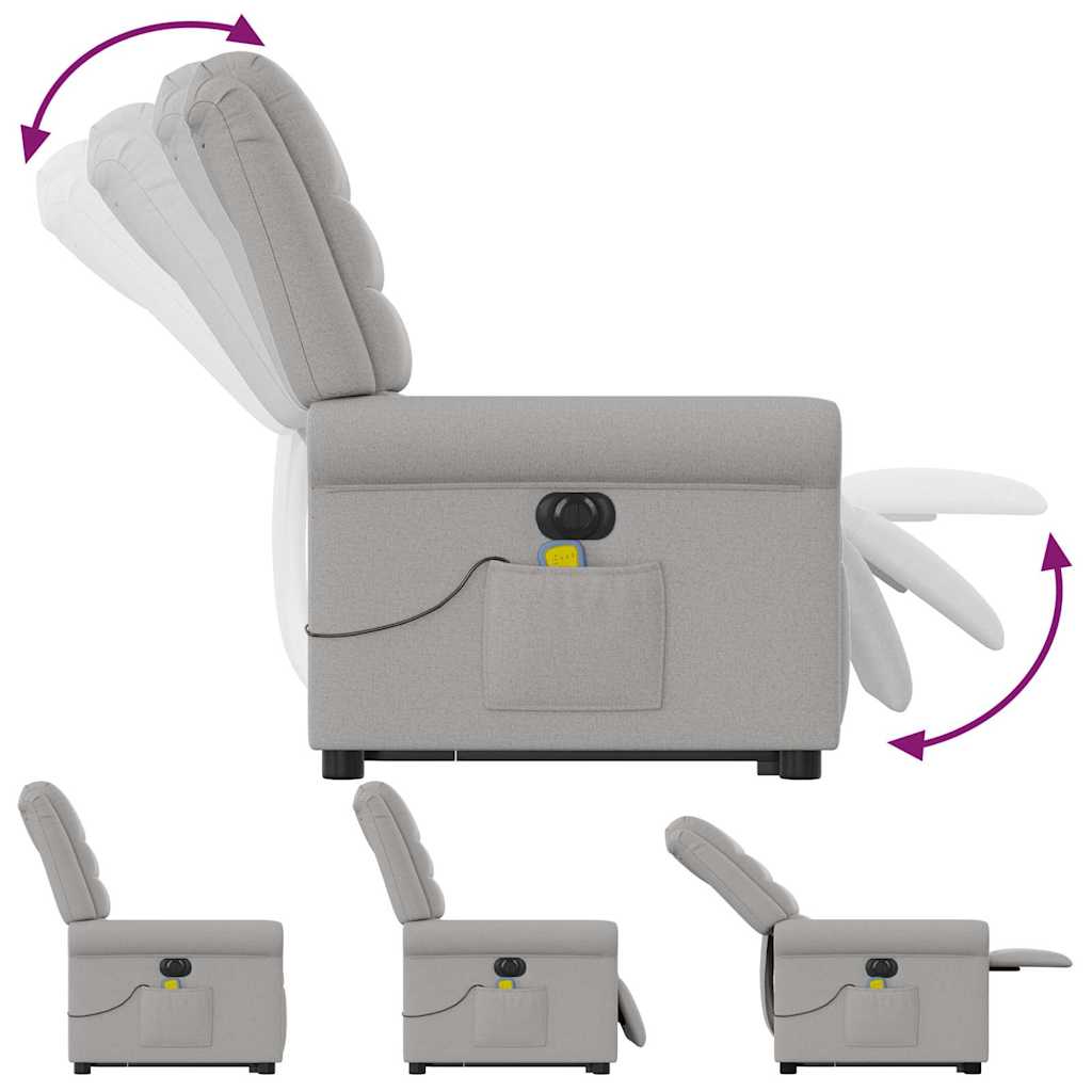 vidaXL Massagesessel mit Aufstehhilfe Elektrisch Wolkengrau Stoff