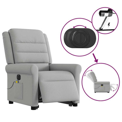 vidaXL Massagesessel mit Aufstehhilfe Elektrisch Wolkengrau Stoff