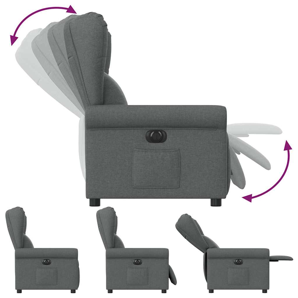 vidaXL Fauteuil relax électrique en tissu gris foncé
