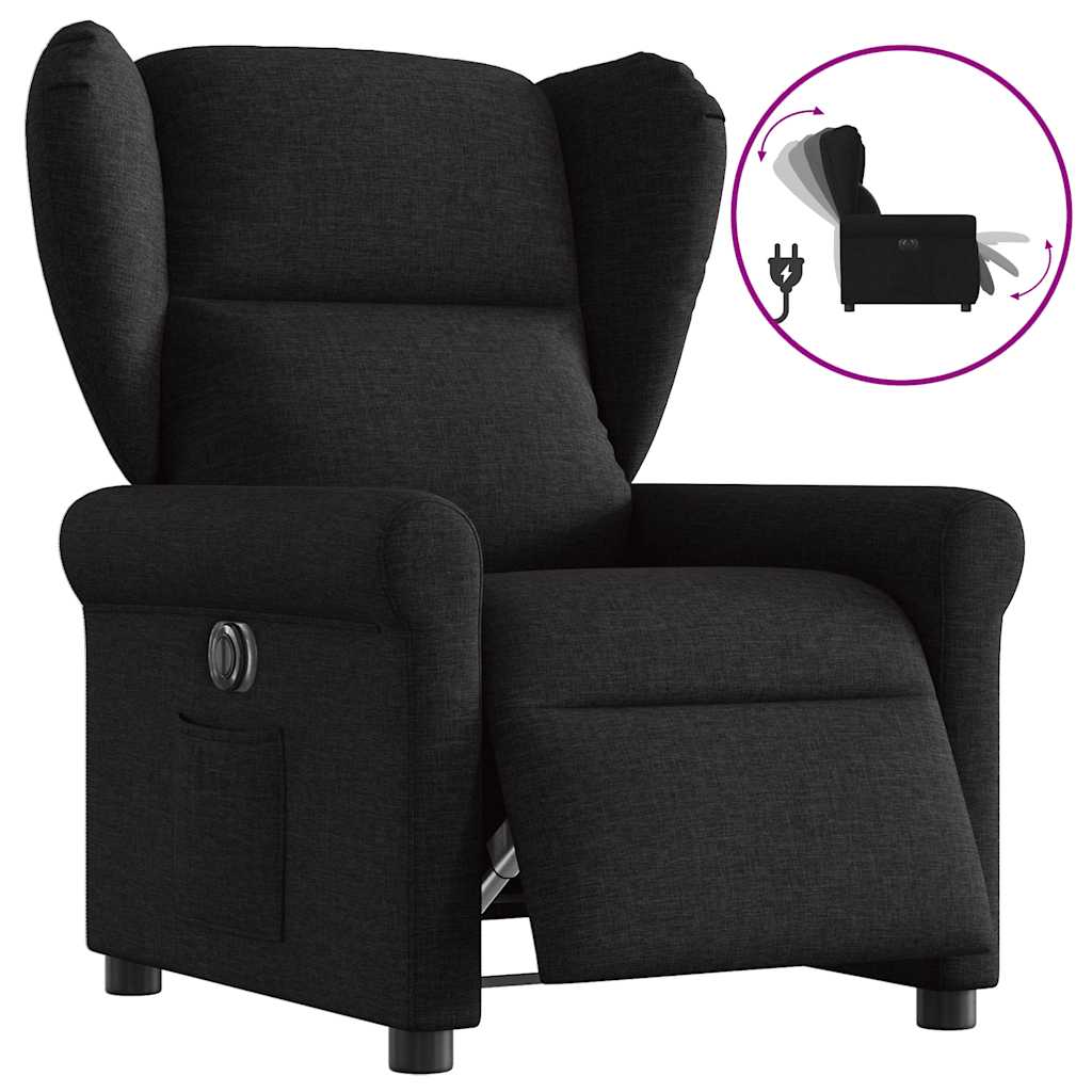 vidaXL Fauteuil relax électrique noir en tissu