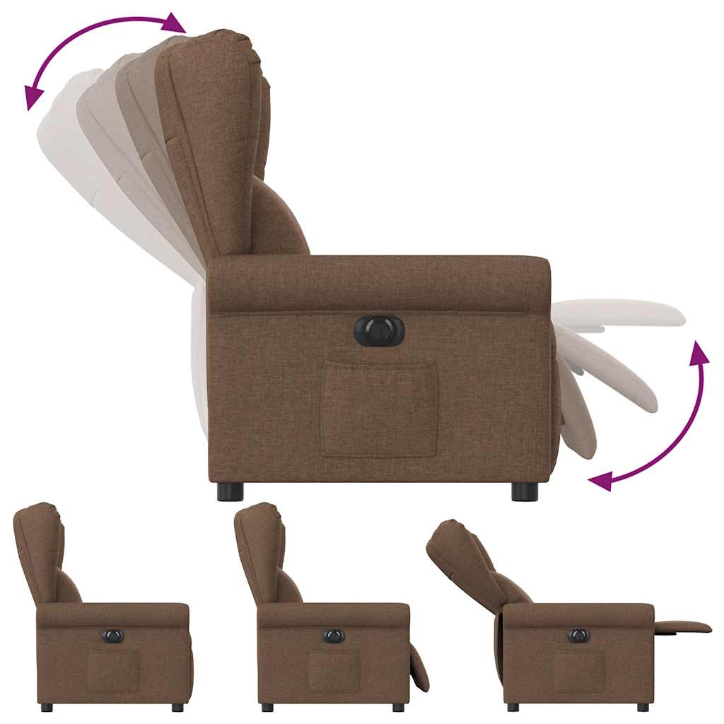vidaXL Fauteuil de Relaxation Électrique Marron Tissu