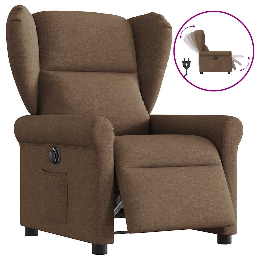vidaXL Fauteuil de Relaxation Électrique Marron Tissu