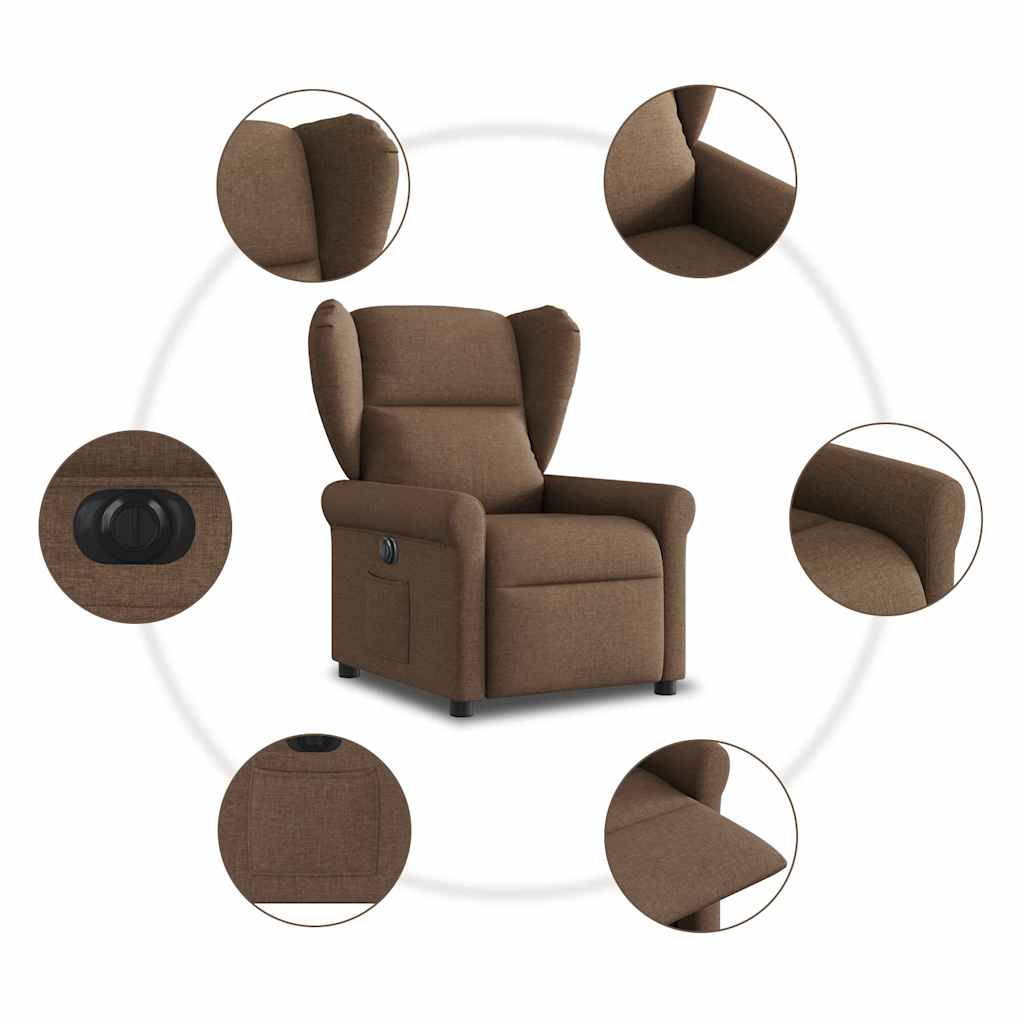 vidaXL Fauteuil de Relaxation Électrique Marron Tissu