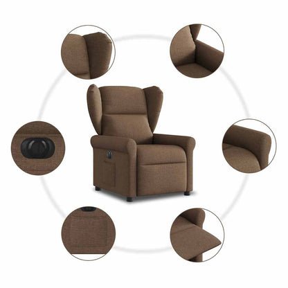 vidaXL Fauteuil de Relaxation Électrique Marron Tissu