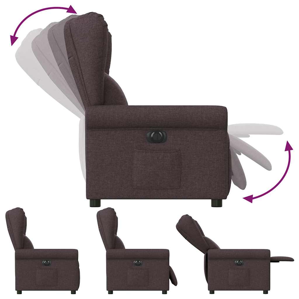 vidaXL Fauteuil relax électrique marron foncé en tissu