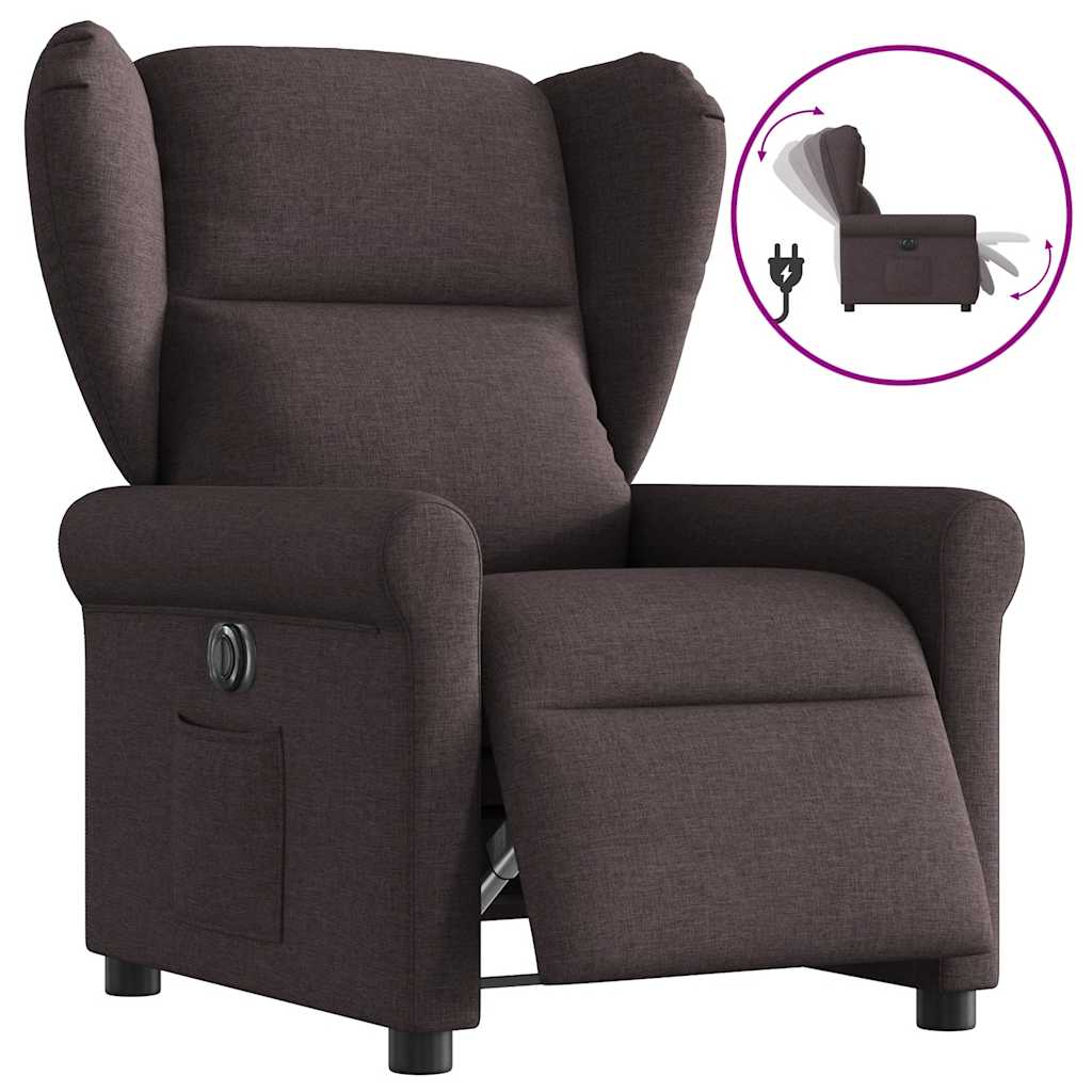 vidaXL Fauteuil relax électrique marron foncé en tissu
