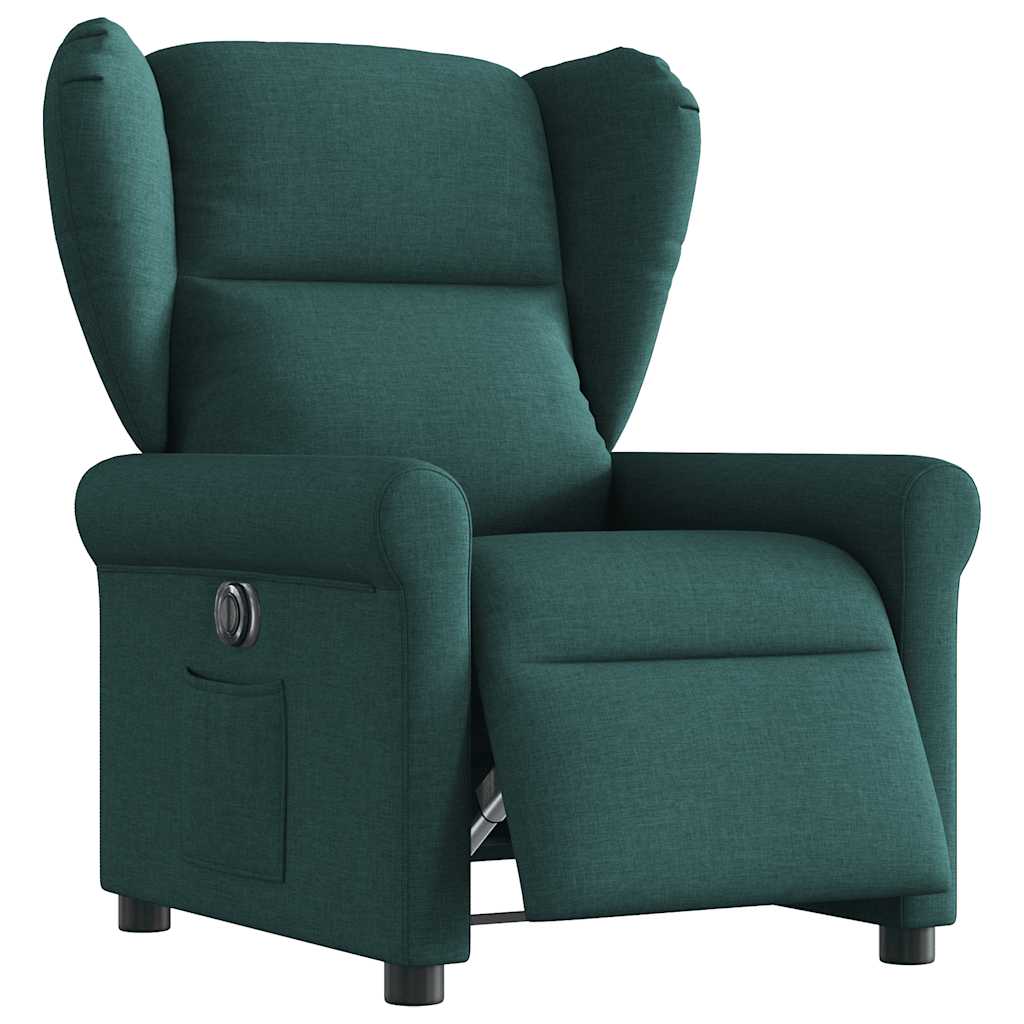 vidaXL Fauteuil relax électrique Vert foncé Tissu