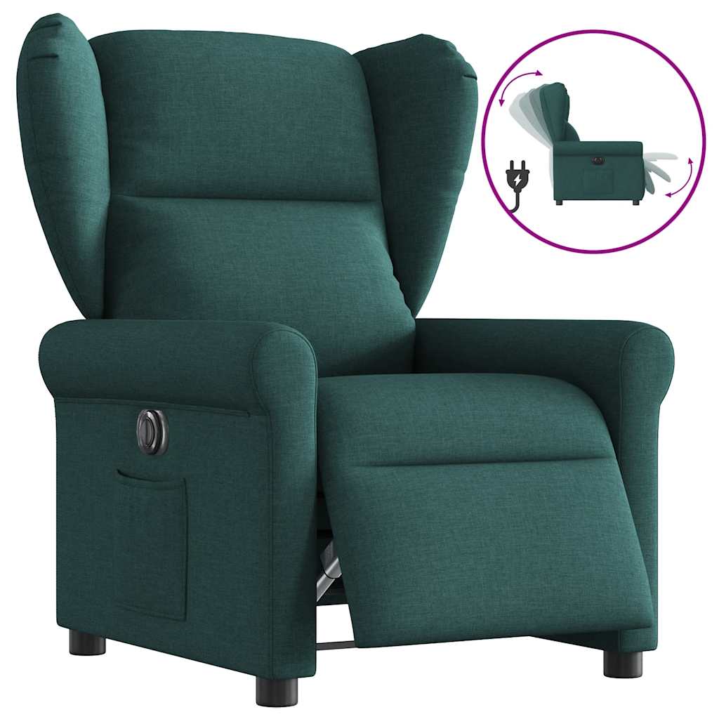 vidaXL Fauteuil relax électrique Vert foncé Tissu