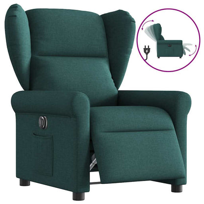vidaXL Fauteuil relax électrique Vert foncé Tissu