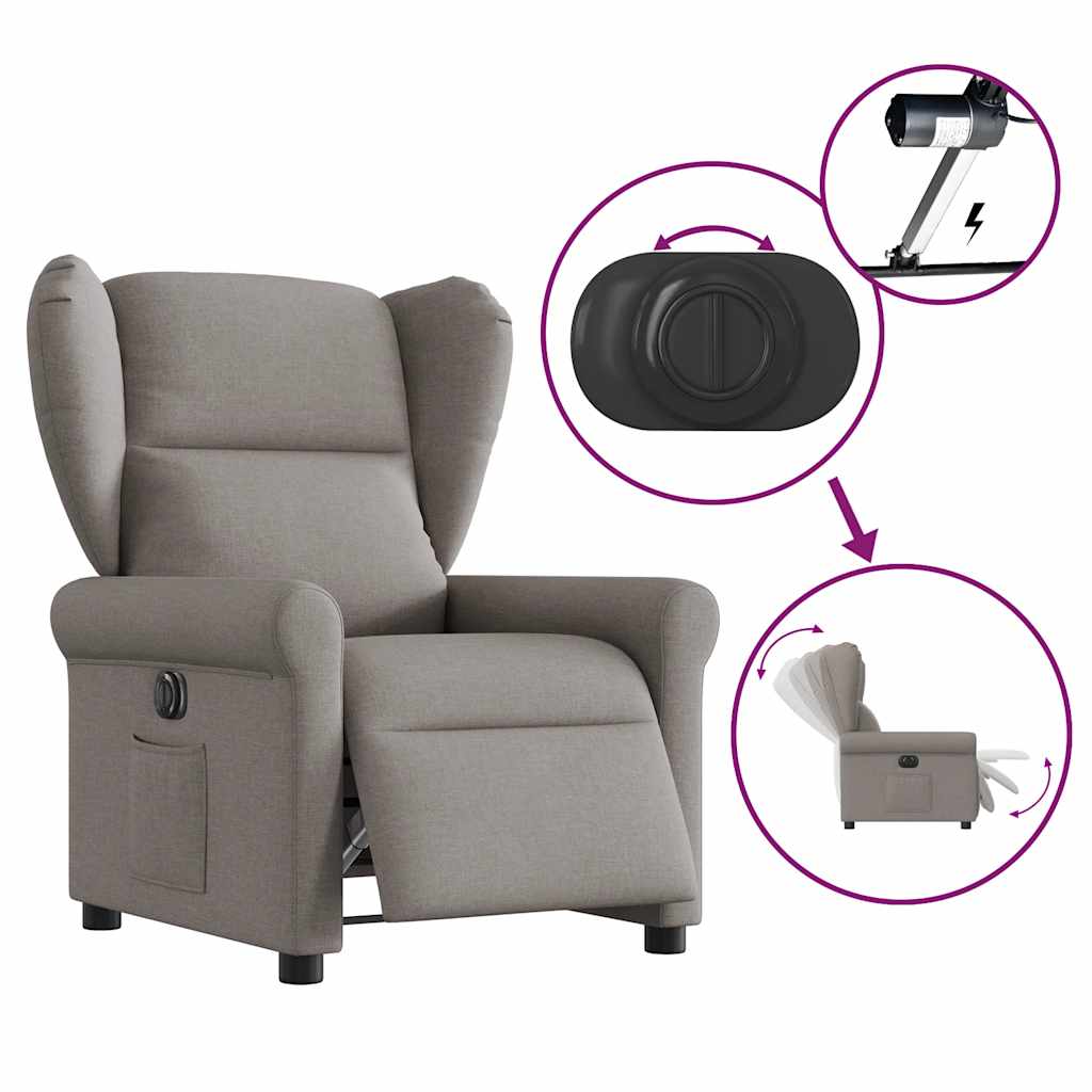 vidaXL Fauteuil relax électrique tissu taupe