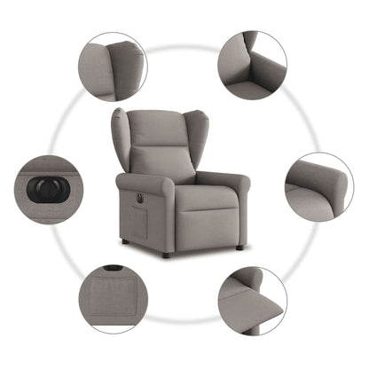 vidaXL Fauteuil relax électrique tissu taupe