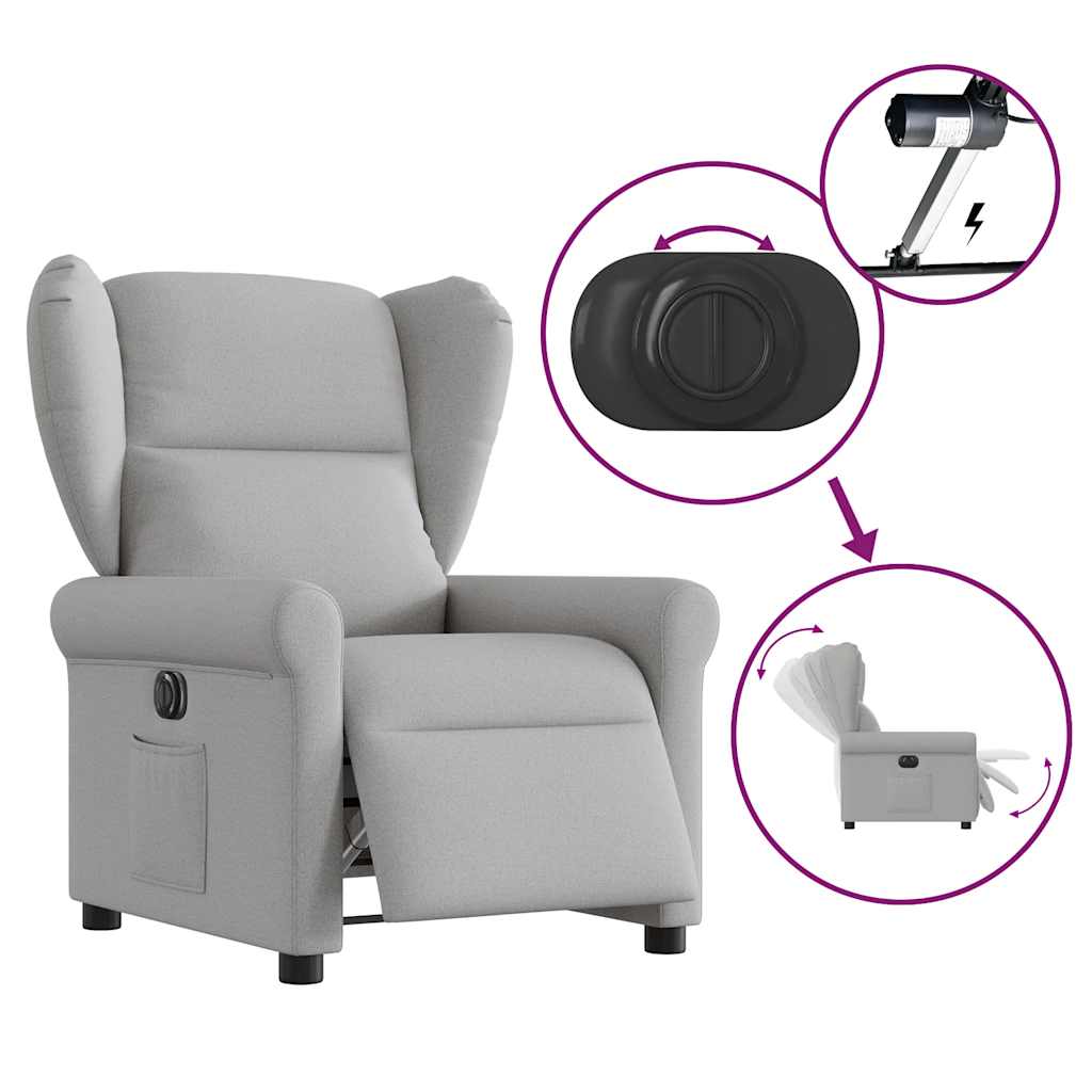 vidaXL Fauteuil relax électrique gris nuage tissu