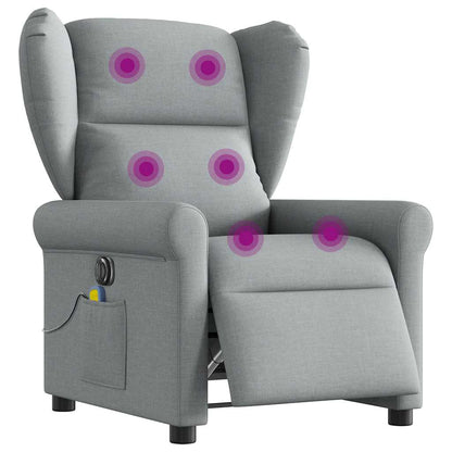 vidaXL Fauteuil de massage électrique Gris clair Tissu