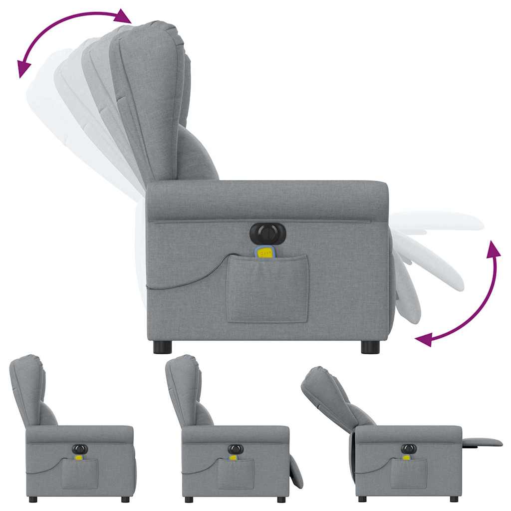 vidaXL Fauteuil de massage électrique Gris clair Tissu