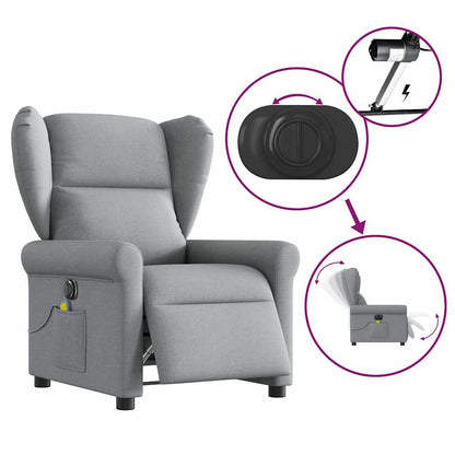 vidaXL Fauteuil de massage électrique Gris clair Tissu