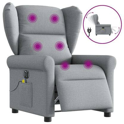 vidaXL Fauteuil de massage électrique Gris clair Tissu