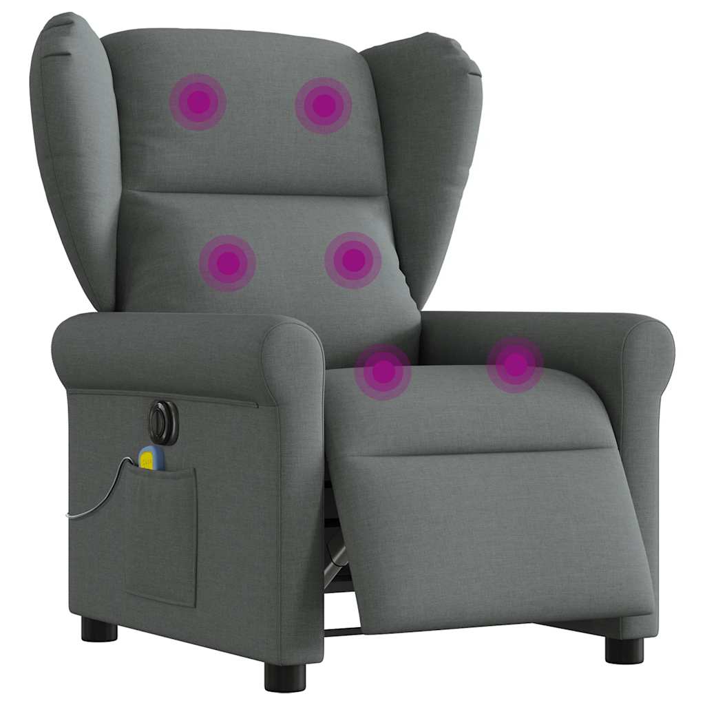vidaXL Fauteuil de massage électrique Gris foncé Tissu