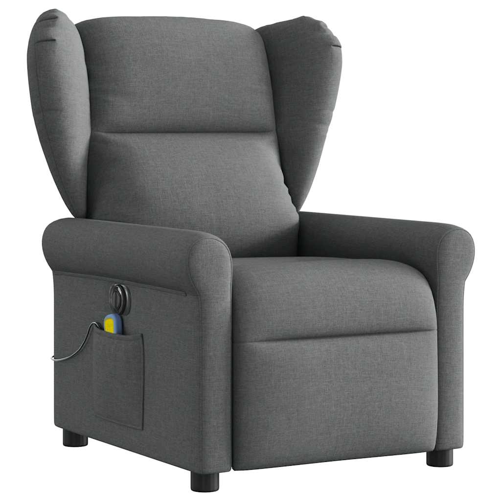 vidaXL Fauteuil de massage électrique Gris foncé Tissu