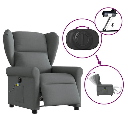 vidaXL Fauteuil de massage électrique Gris foncé Tissu