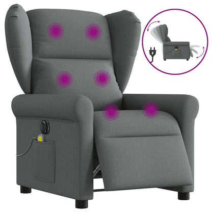 vidaXL Fauteuil de massage électrique Gris foncé Tissu