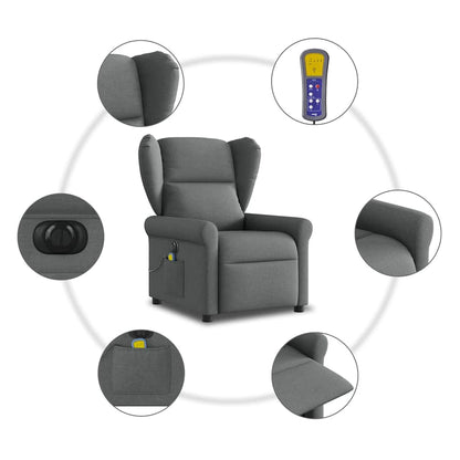 vidaXL Fauteuil de massage électrique Gris foncé Tissu