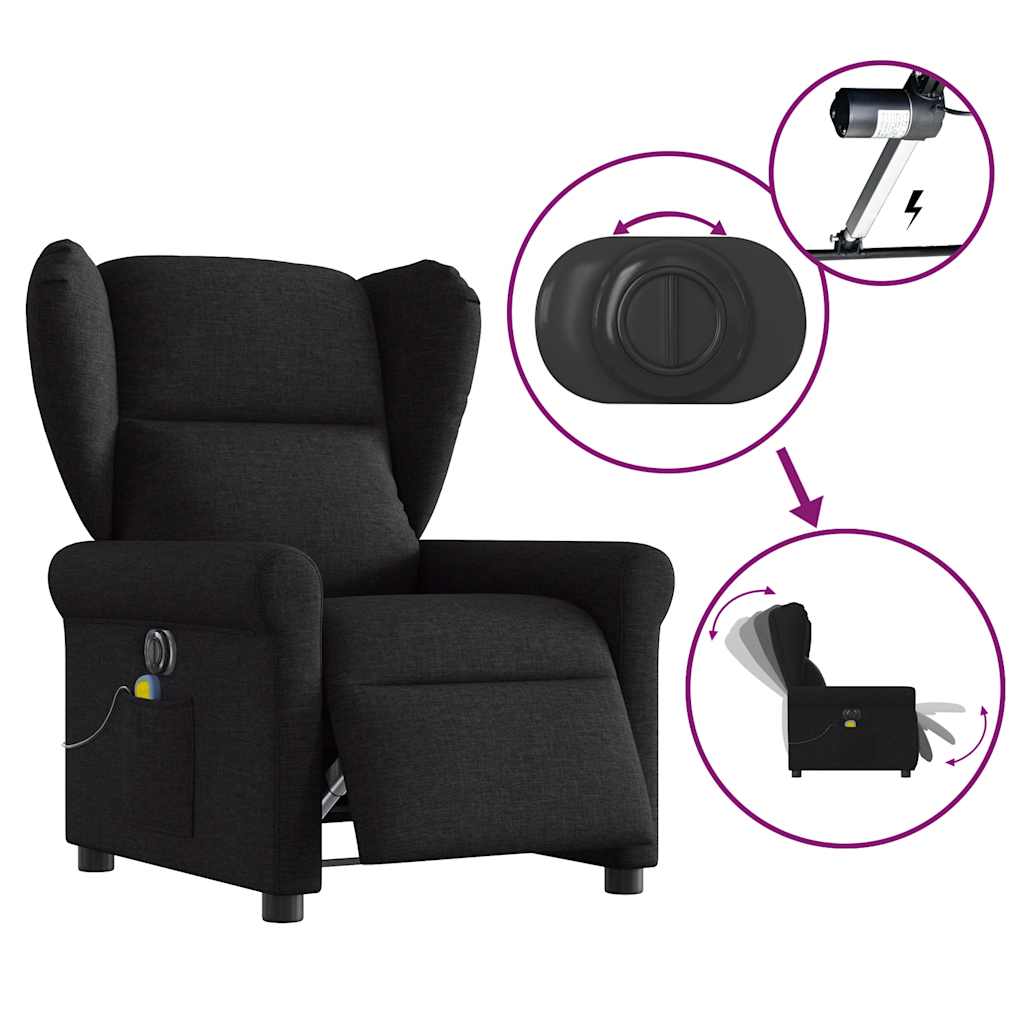 vidaXL Fauteuil de massage électrique Noir Tissu