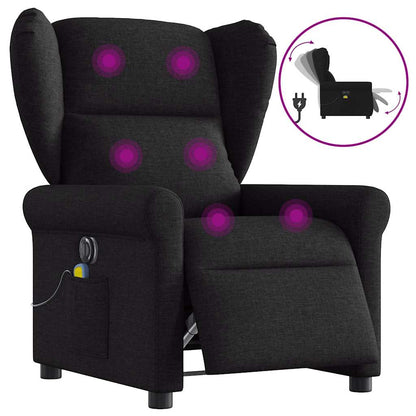 vidaXL Fauteuil de massage électrique Noir Tissu