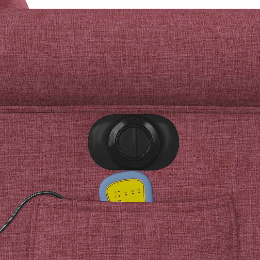 vidaXL Fauteuil de massage électrique en tissu rouge bordeaux