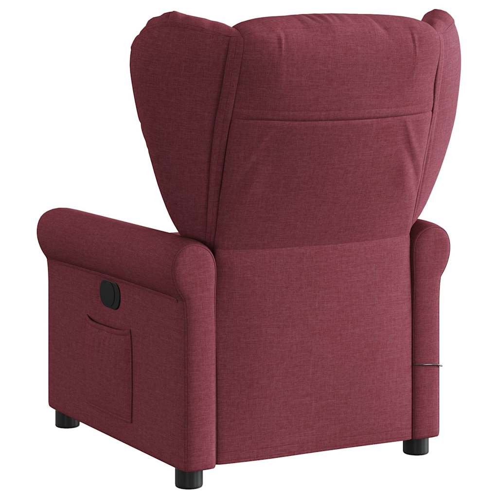 vidaXL Fauteuil de massage électrique en tissu rouge bordeaux