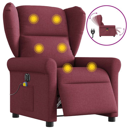 vidaXL Fauteuil de massage électrique en tissu rouge bordeaux