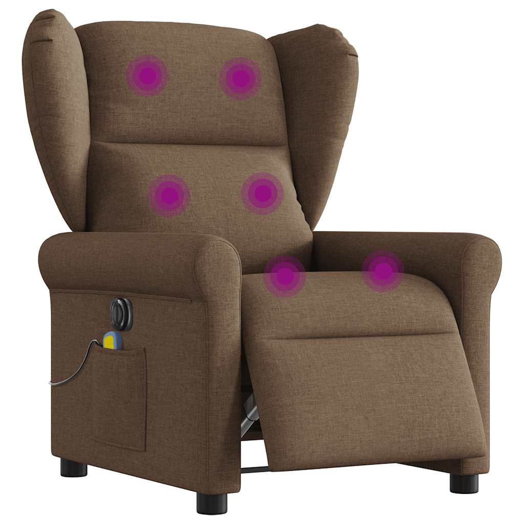 vidaXL Fauteuil de massage électrique marron en tissu