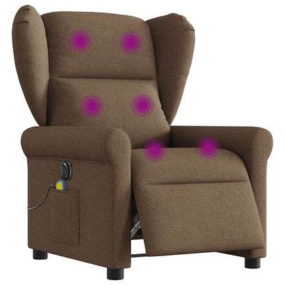 vidaXL Fauteuil de massage électrique marron en tissu
