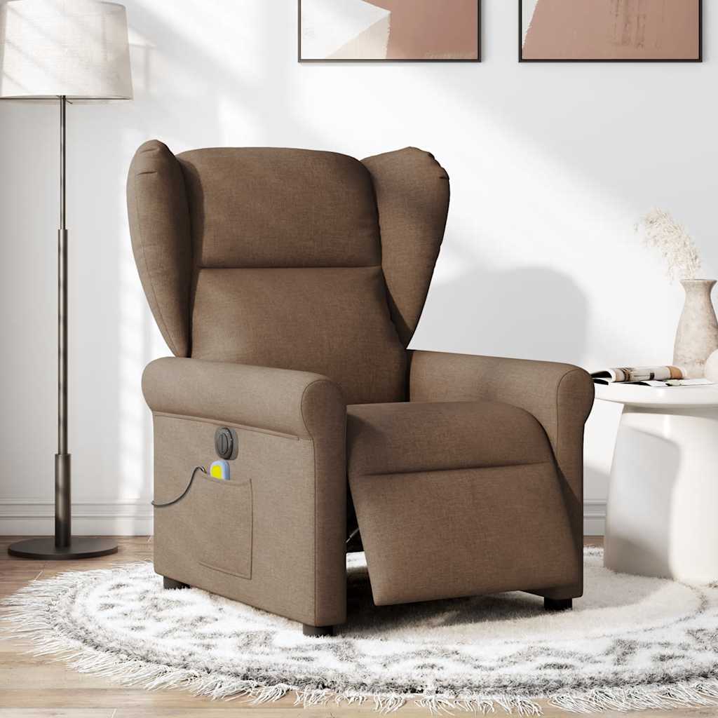 vidaXL Fauteuil de massage électrique marron en tissu