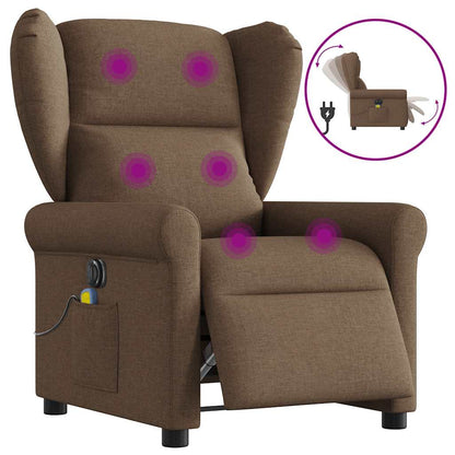 vidaXL Fauteuil de massage électrique marron en tissu