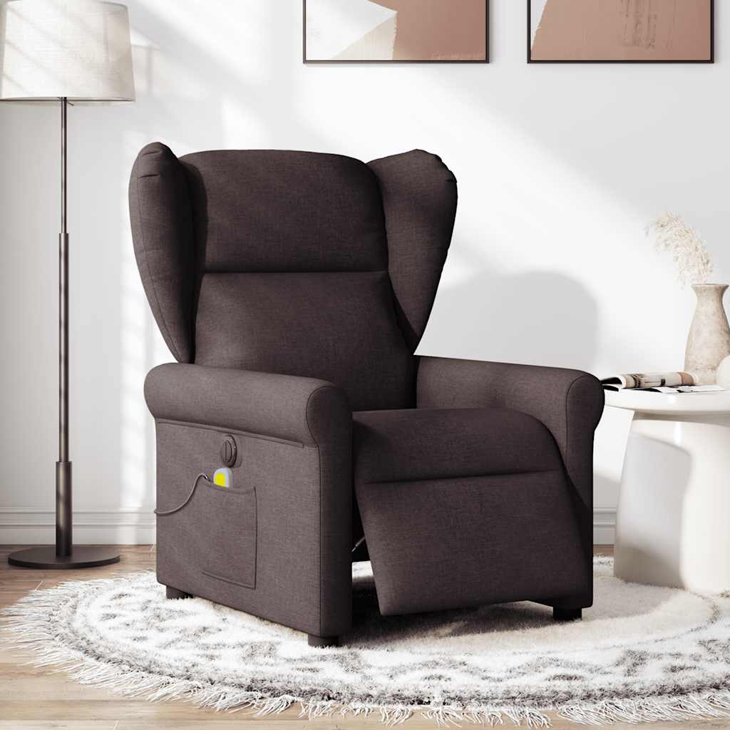 vidaXL Fauteuil de massage électrique marron foncé en tissu