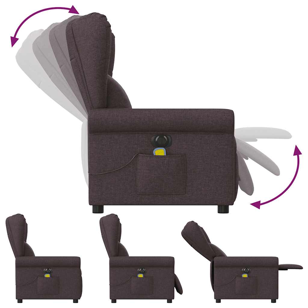 vidaXL Fauteuil de massage électrique marron foncé en tissu