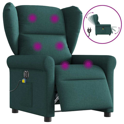 vidaXL Massagesessel Elektrisch Dunkelgrün Stoff