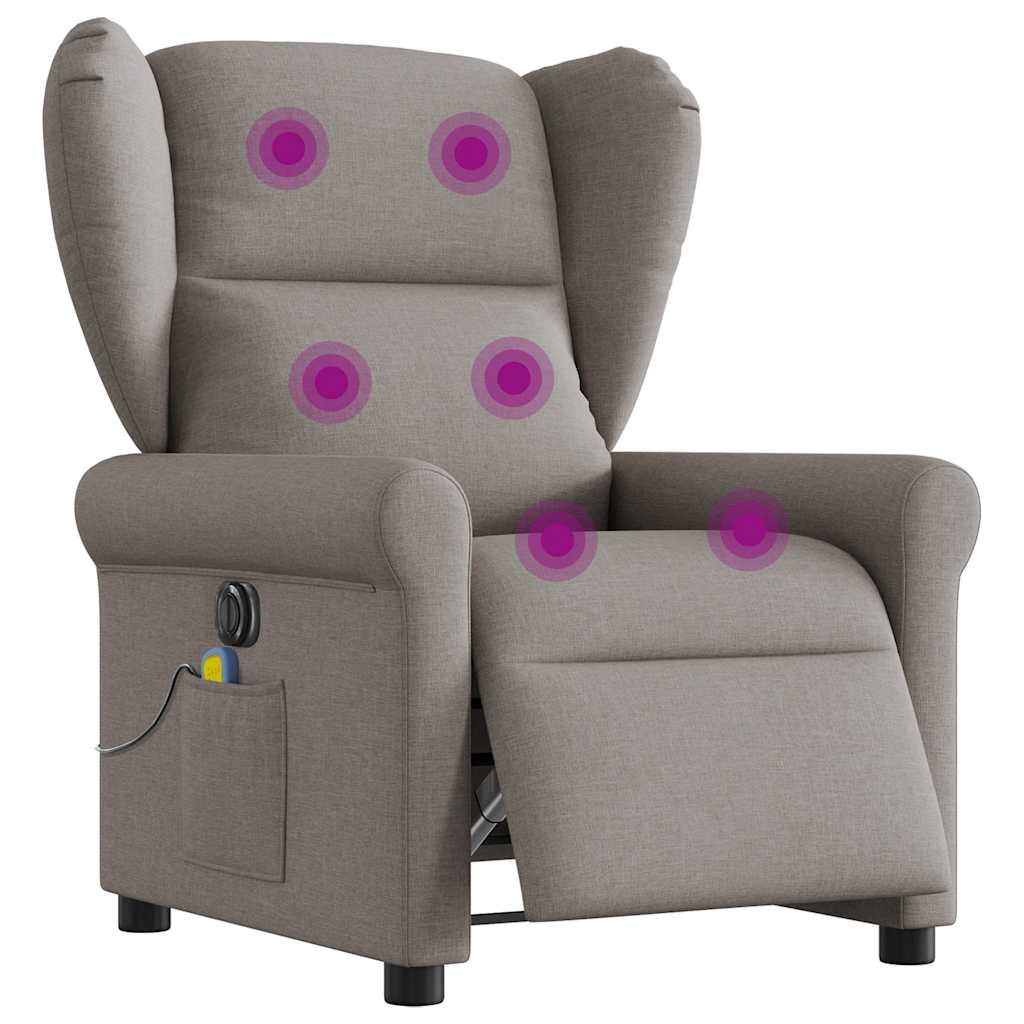 vidaXL Fauteuil de massage électrique en tissu taupe