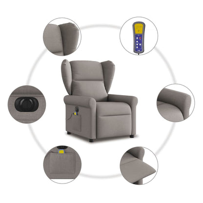vidaXL Fauteuil de massage électrique en tissu taupe