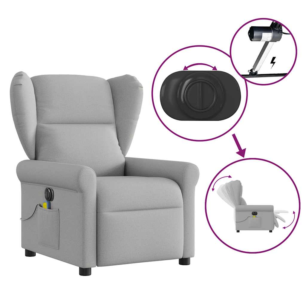 vidaXL Fauteuil de massage électrique Gris nuage en tissu