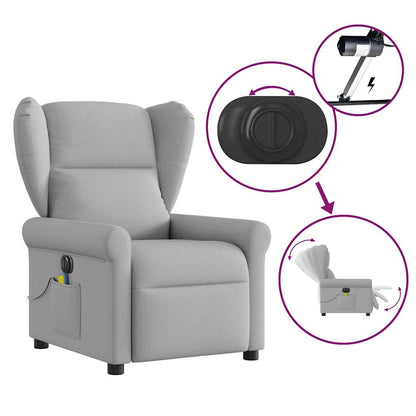vidaXL Fauteuil de massage électrique Gris nuage en tissu