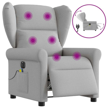 vidaXL Fauteuil de massage électrique Gris nuage en tissu