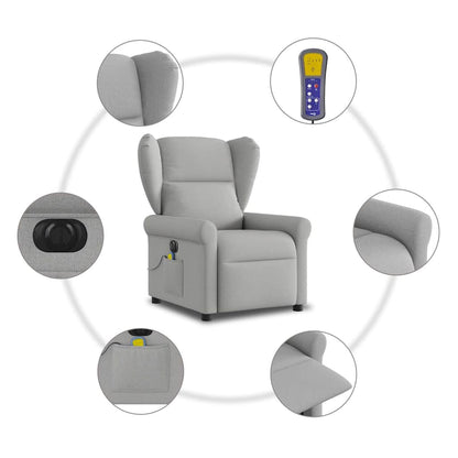 vidaXL Fauteuil de massage électrique Gris nuage en tissu