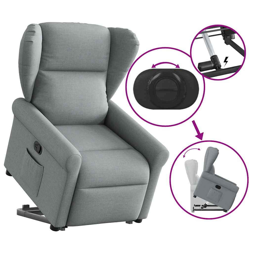 Fauteuil relax électrique avec fonction releveur en tissu gris clair vidaXL