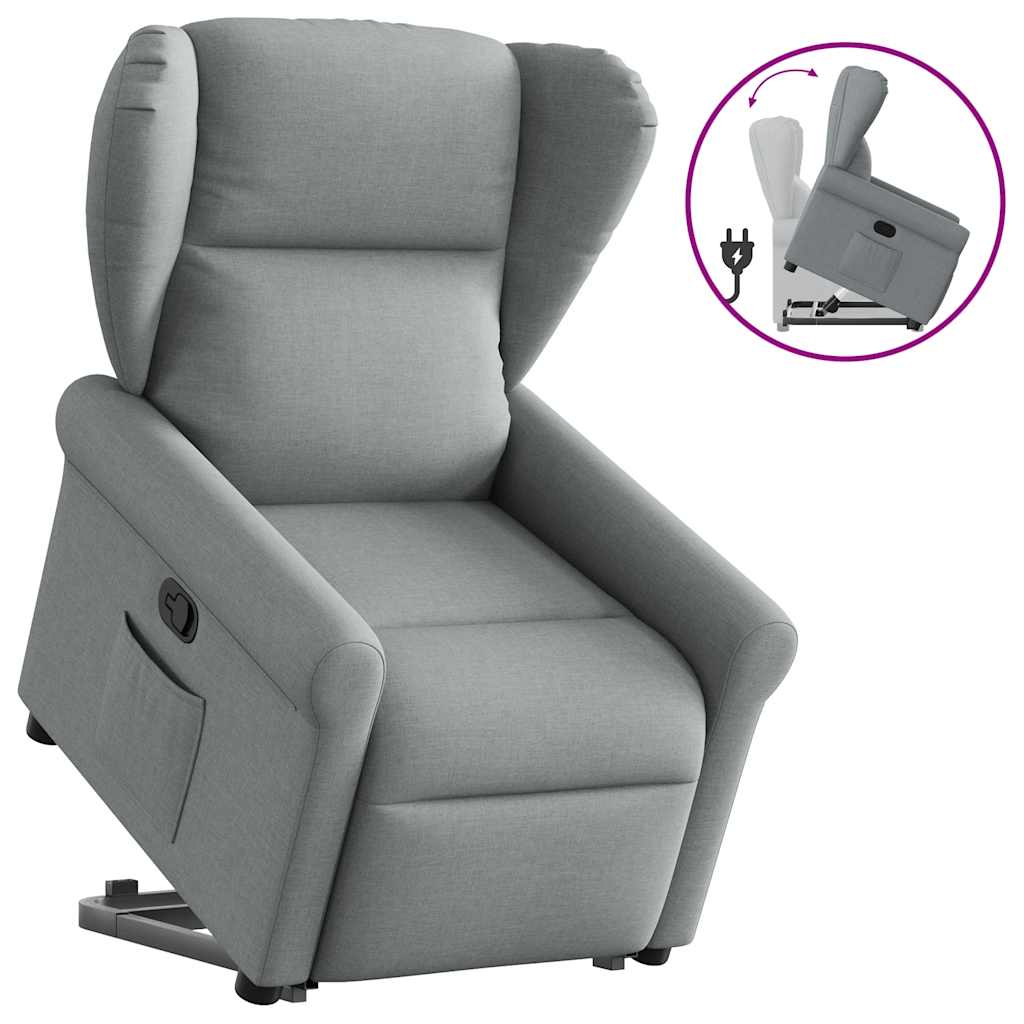 Fauteuil relax électrique avec fonction releveur en tissu gris clair vidaXL
