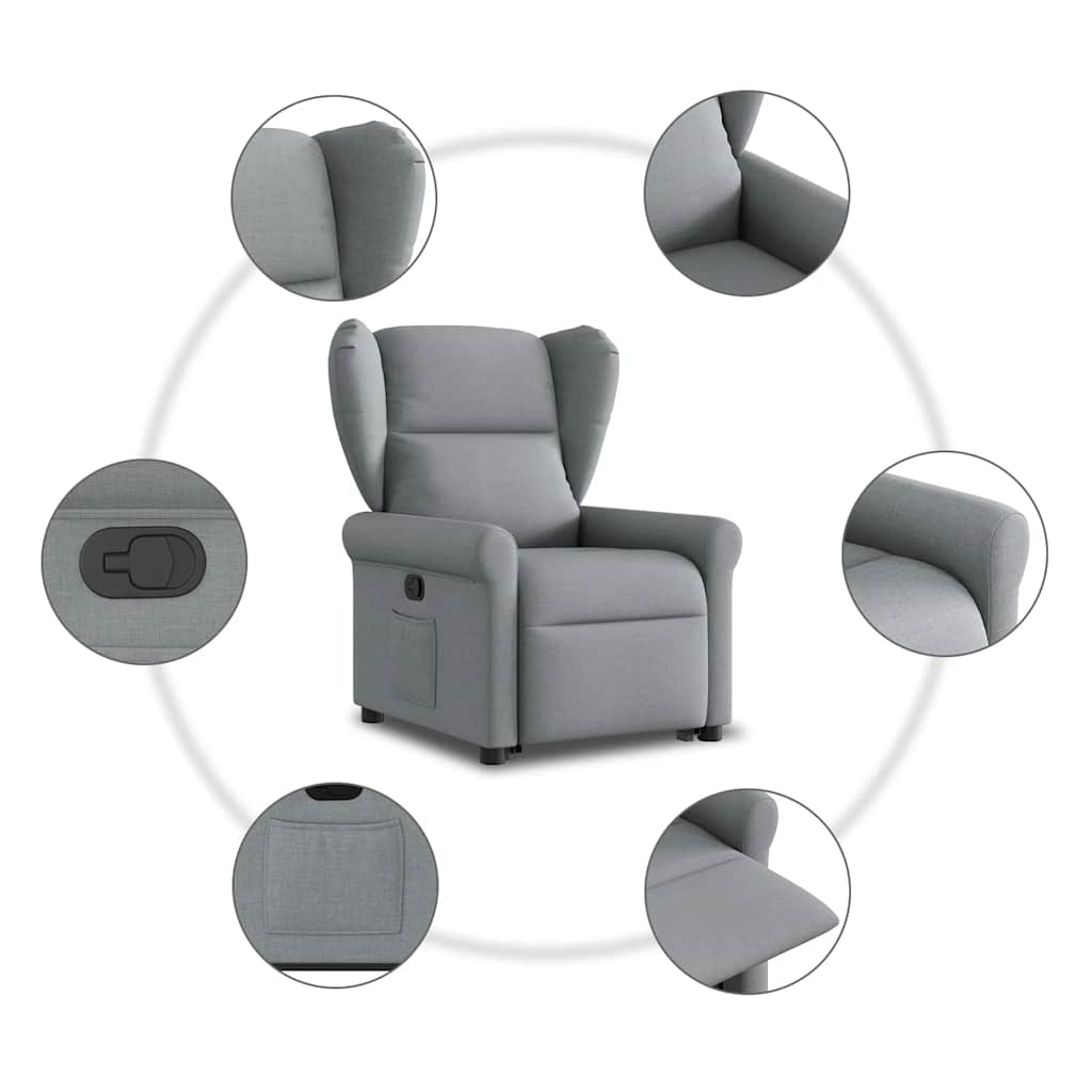 Fauteuil relax électrique avec fonction releveur en tissu gris clair vidaXL