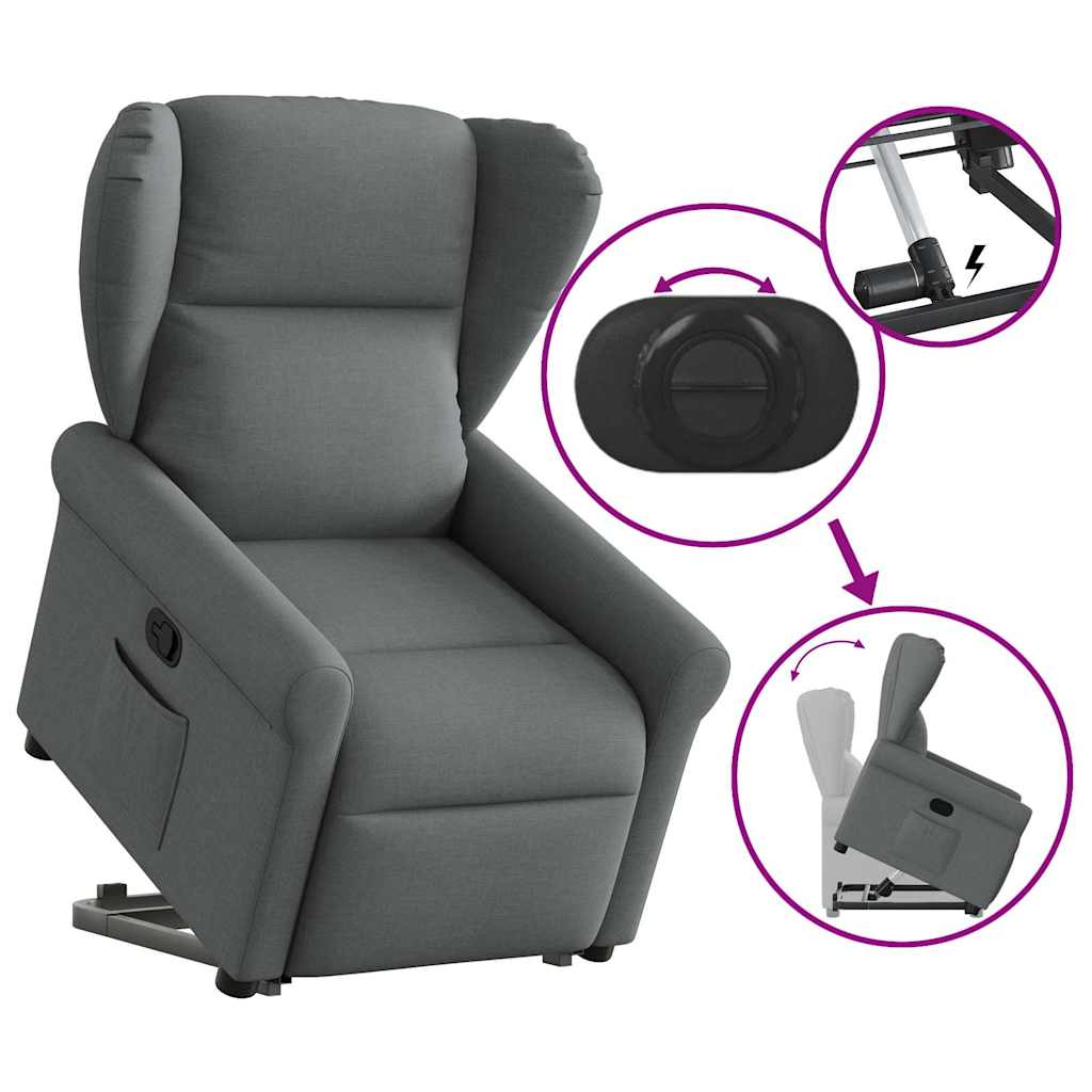 vidaXL Fauteuil relax releveur gris foncé tissu